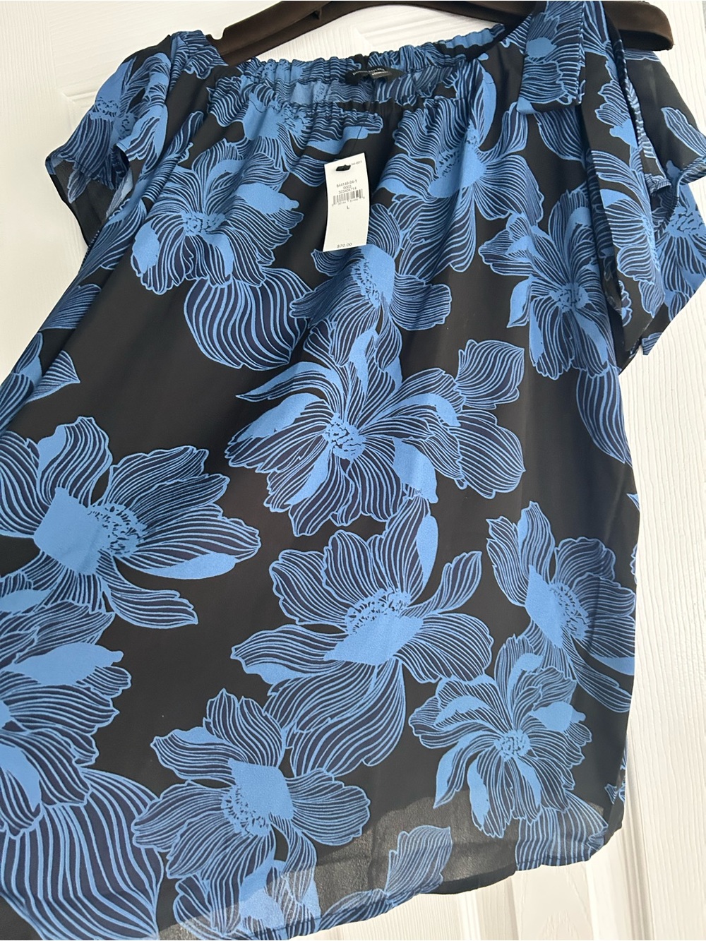 Banana Republic Blue Floral Off-Shoulder Blouse
